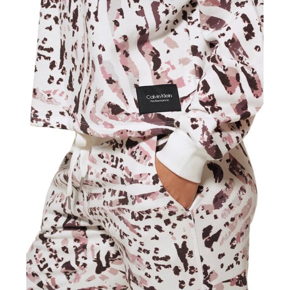 Calvin Klein Performance Women's Printed Crop Pullover Top White Size L MSRP $60 - Picture 2 of 5